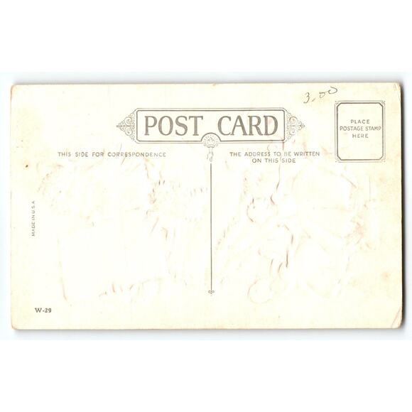 Santa Claus Christmas Postcard Children Dancing Around Saint Nick Embossed - Picture 2 of 2